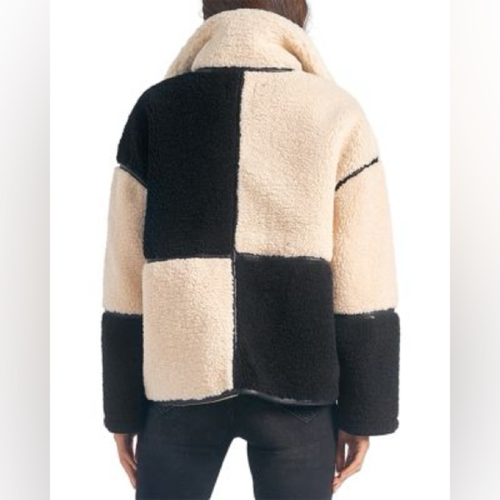 Elan faux fur Sherpa colour blocked coat - Picture 4 of 11
